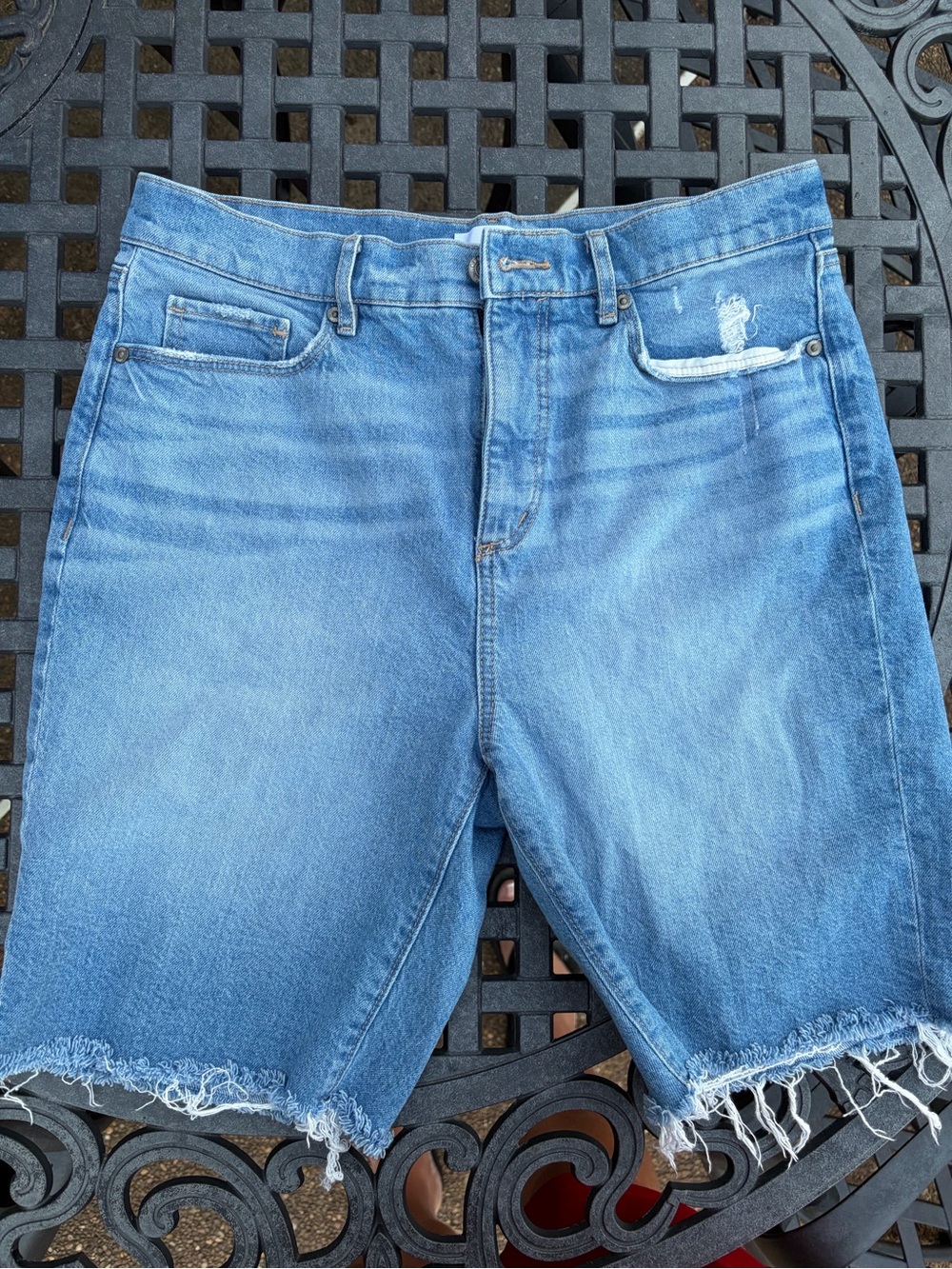 LOFT Light Blue Distressed Denim Shorts